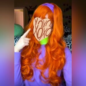 Vibrant Orange Wig with Headband